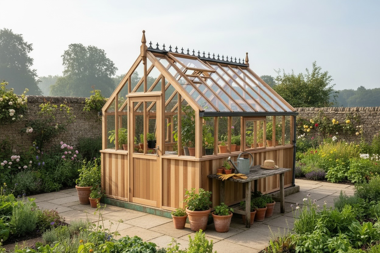 8ft x 10ft Kingsbury Free Standing 10ft x 16ft Bespoke Kingsbury on a brick wall